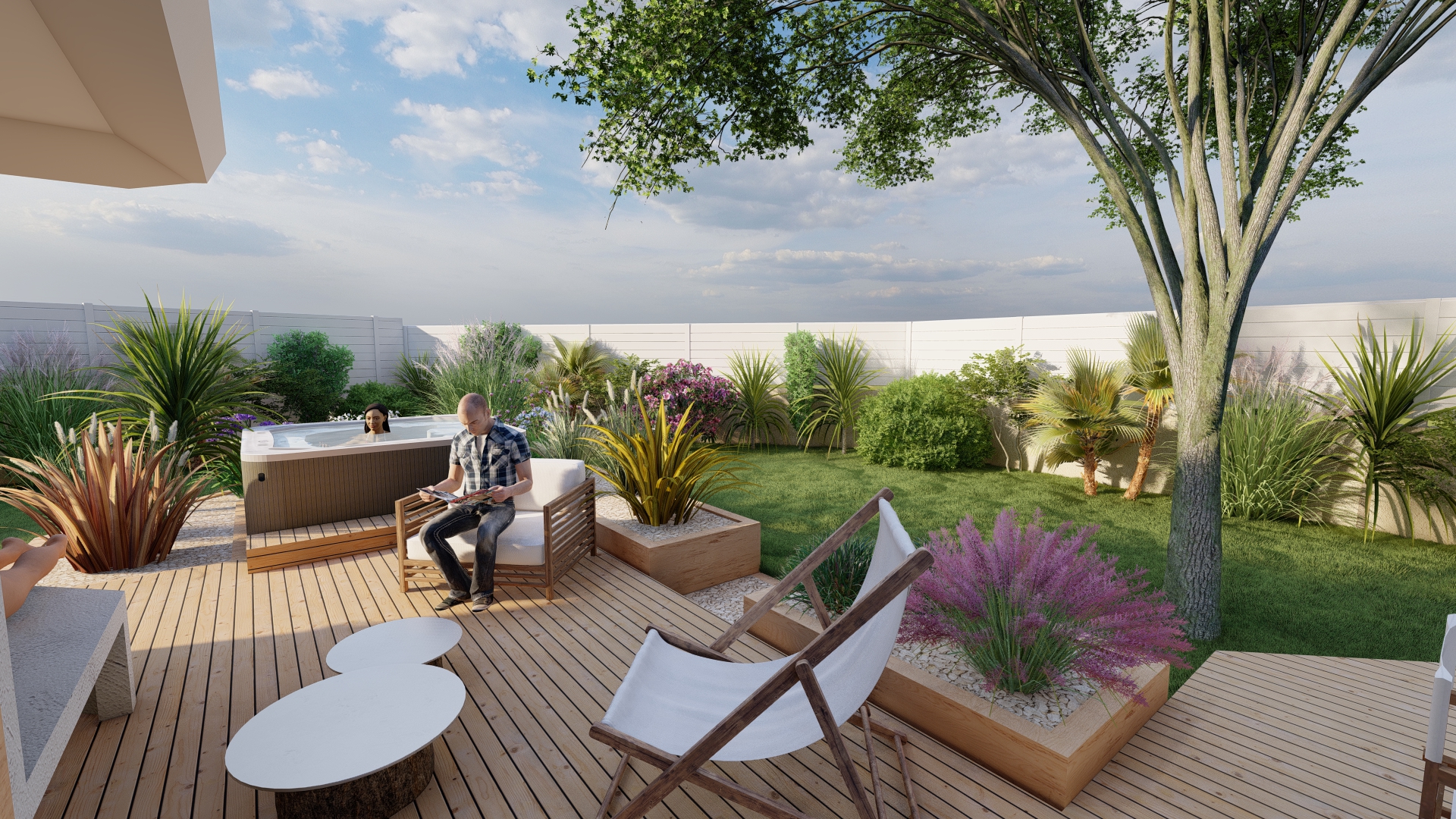 Aménagement d'un jardin complet avec Spa à Lons - (64)