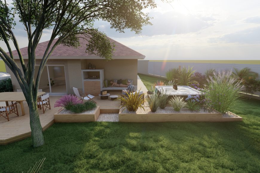 Aménagement d'un jardin complet avec Spa à Lons - (64)